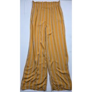 Abercrombie & Fitch Womens Medium Wide Leg Pant Mustard Yellow Striped High Rise